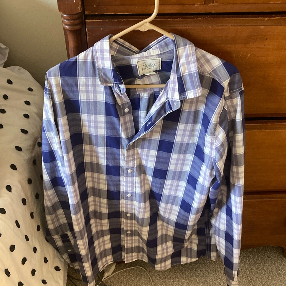 Burberry Men's Blue Plaid Shirt